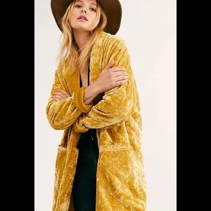 Free People Hearts Desire Velvet Quilted Duster
